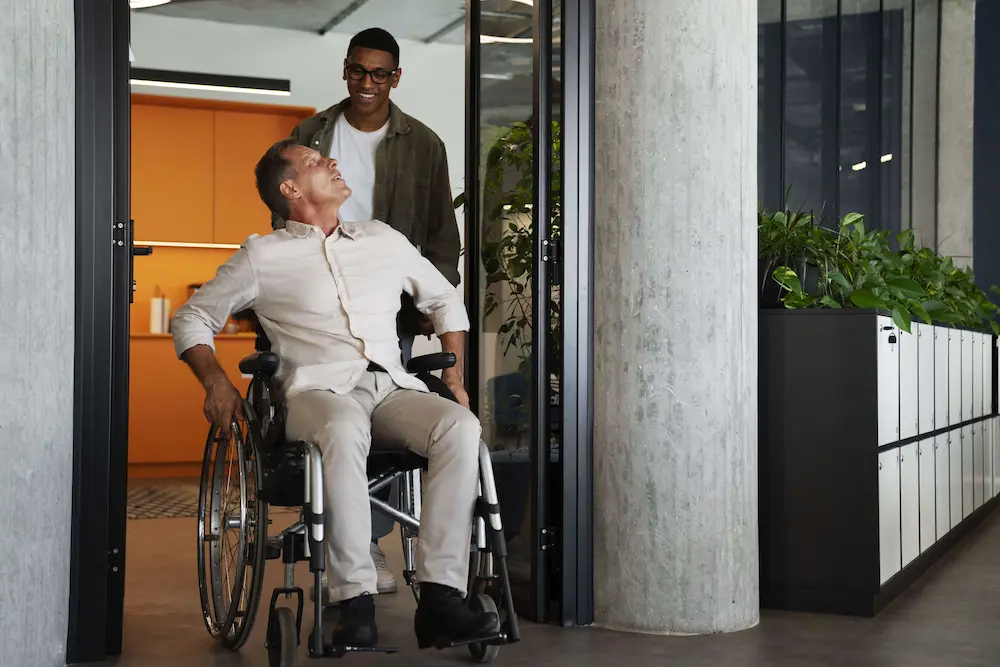 Caregiver helping with mobility